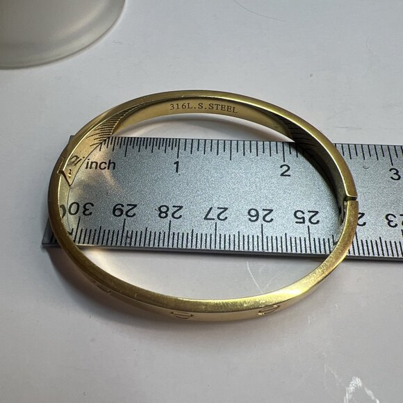 Popular Gold  Tone Hinged Bangle Bracelets,Cuff, Titanium Steel - Picture 7 of 8